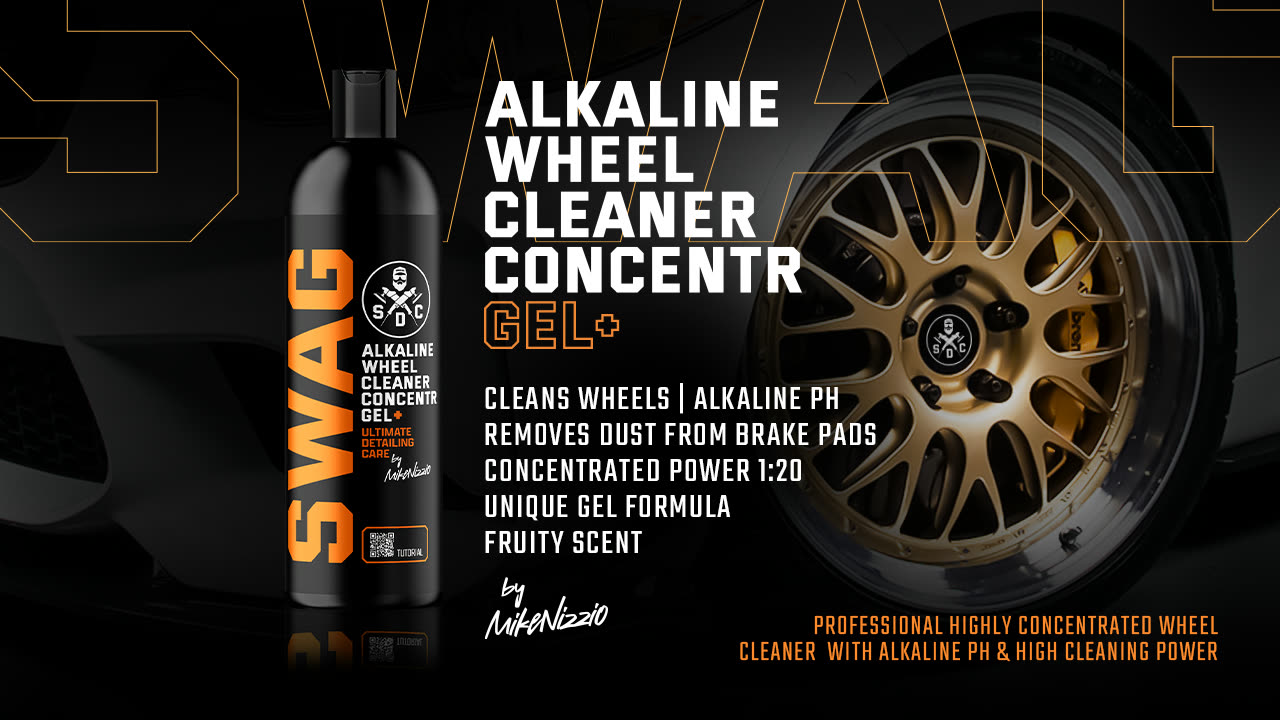 SWAG ALKALINE WHEEL CLEANER CONCENTR. GEL+ used safely on a lacquered alloy wheel