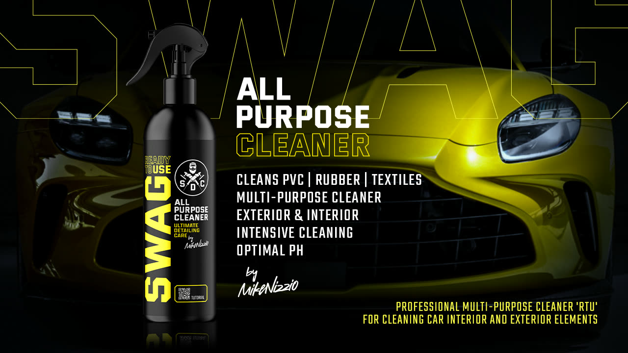 SWAG APC RTU ready-to-use all purpose cleaner used on car upholstery after an organic spill