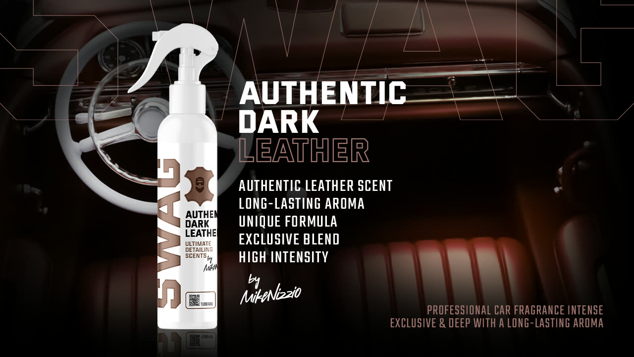 SWAG Authentic Dark Leather car fragrance used as the finishing touch in a maintained leather interior