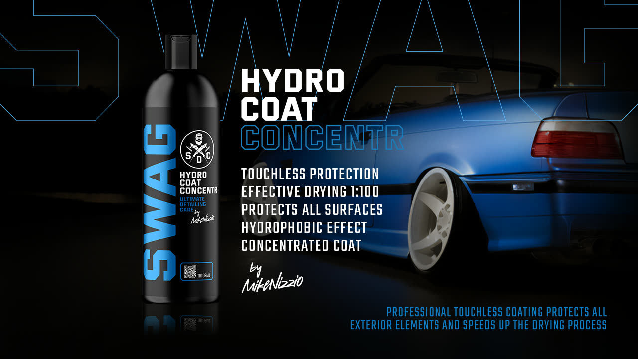SWAG HYDRO COAT hydrophobic touchless coating making water sheet off protected car paint