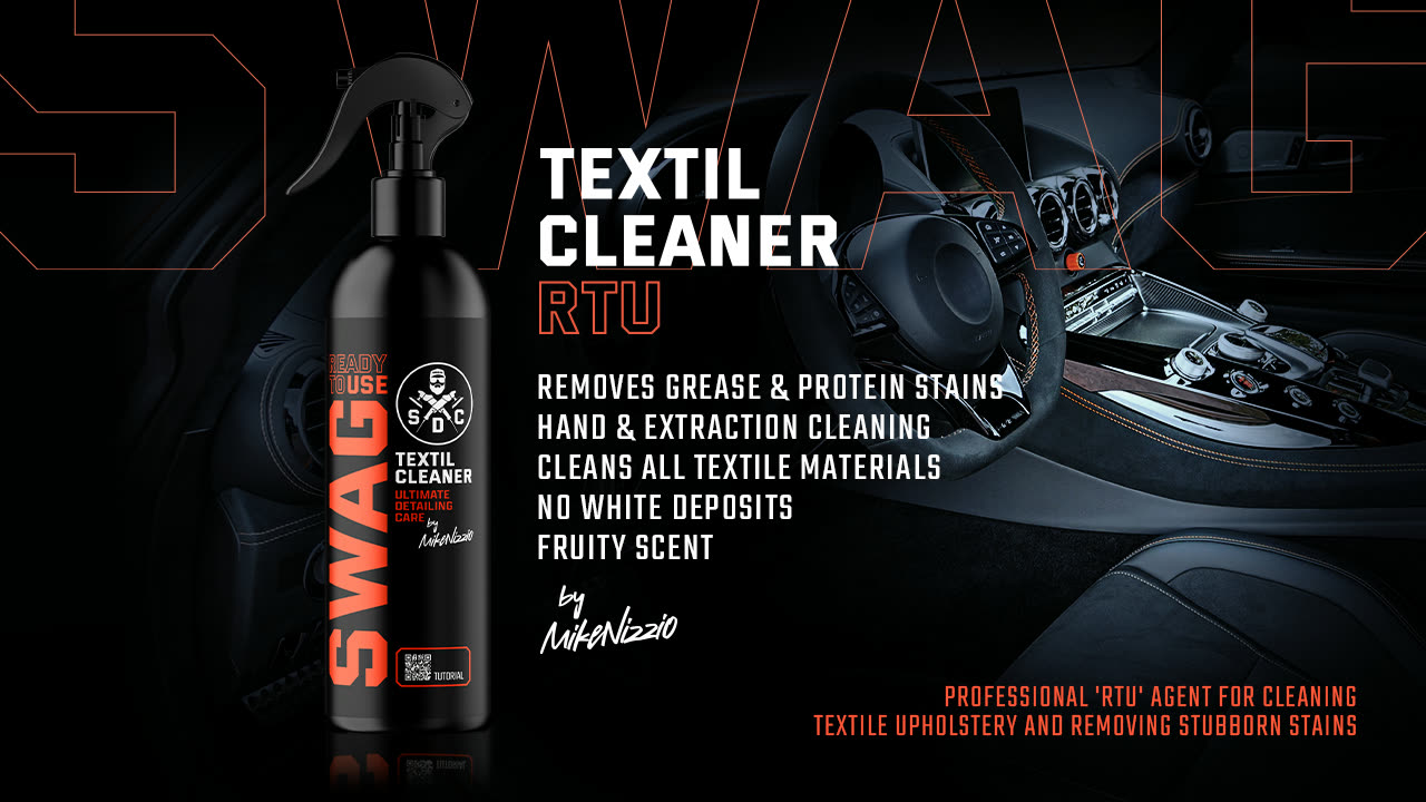SWAG TEXTIL CLEANER RTU ready-to-use fabric cleaner formulated to dry without leaving white residue on car seats