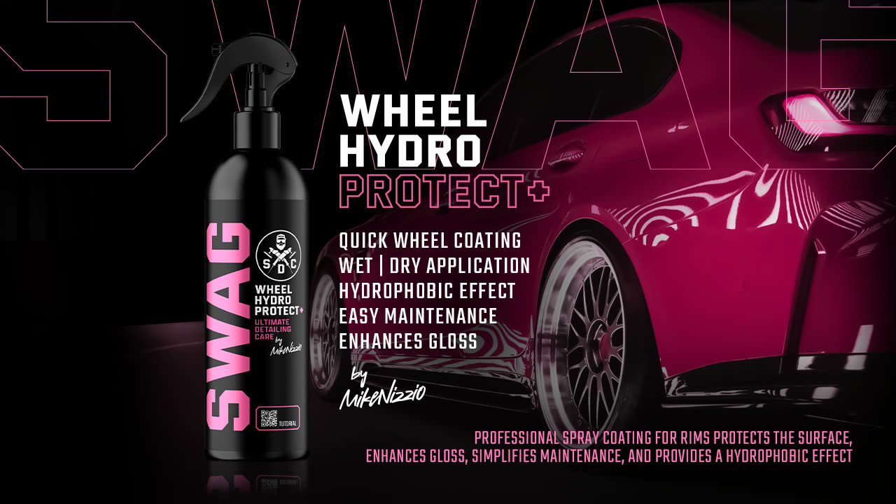 SWAG WHEEL HYDRO PROTECT+ hydrophobic wheel sealant applied after cleaning alloy wheels