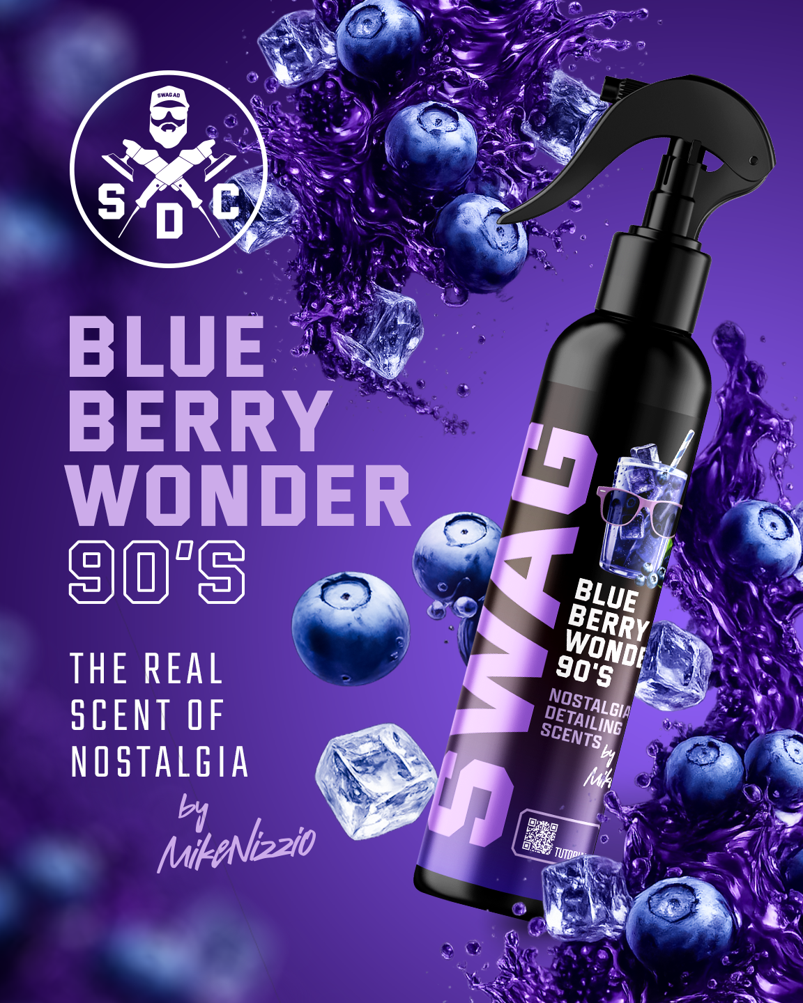 Swag BLUEBERRY WONDER 90's / 150 ml | Car Fragrance + Hanging Air Freshener | Long-Lasting Fragrance | Nostalgic Blueberry - Image 2