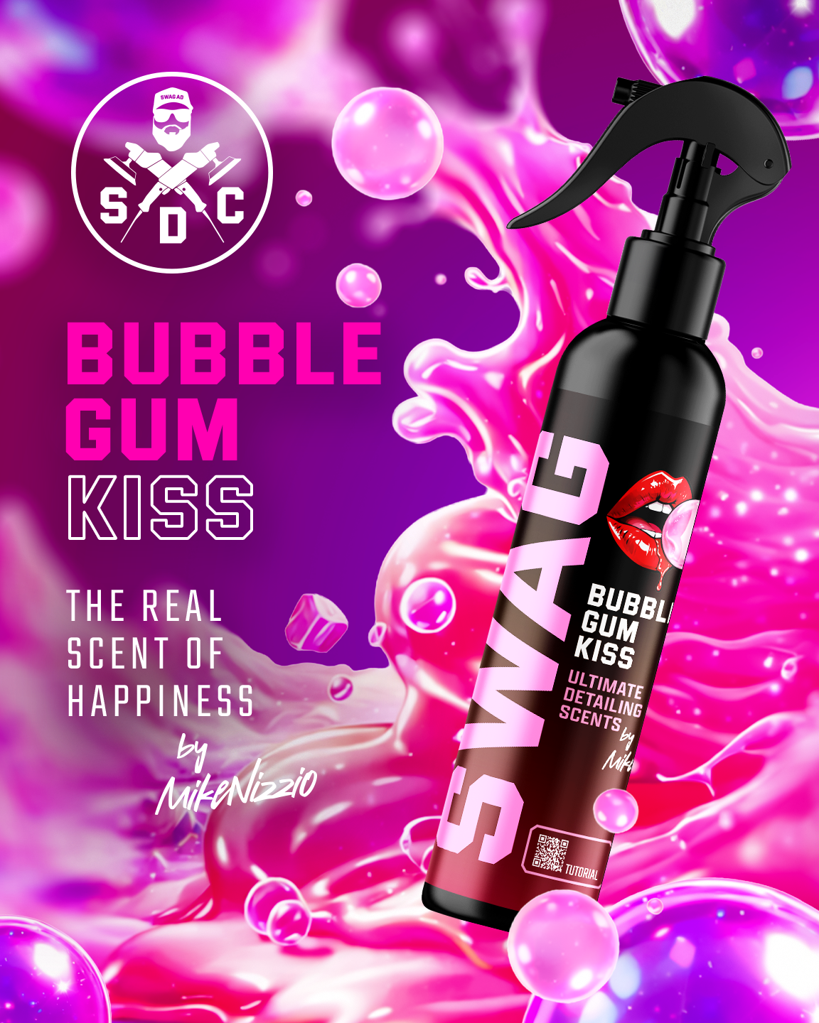 Swag BUBBLE GUM KISS / 150 ml | Car Fragrance + Hanging Air Freshener | Long-lasting fragrance | Bubble gum - Image 2