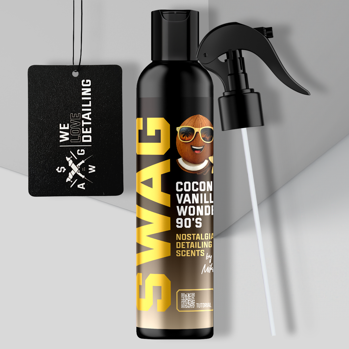 Swag COCONUT VANILLA WONDER 90's / 150 ml | Car Fragrance + Hanging Air Freshener | Long-Lasting Fragrance | Nostalgic Coconut with Sweet Vanilla