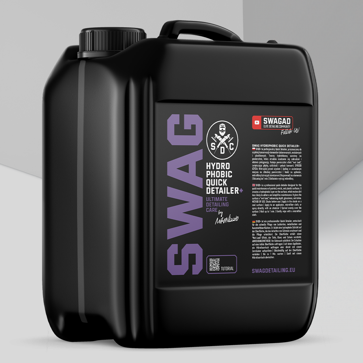 Swag HYDROPHOBIC QUICK DETAILER+ / 5L | Maintenance | Hydrophobic Effect | Depth and Slickness of Paintwork