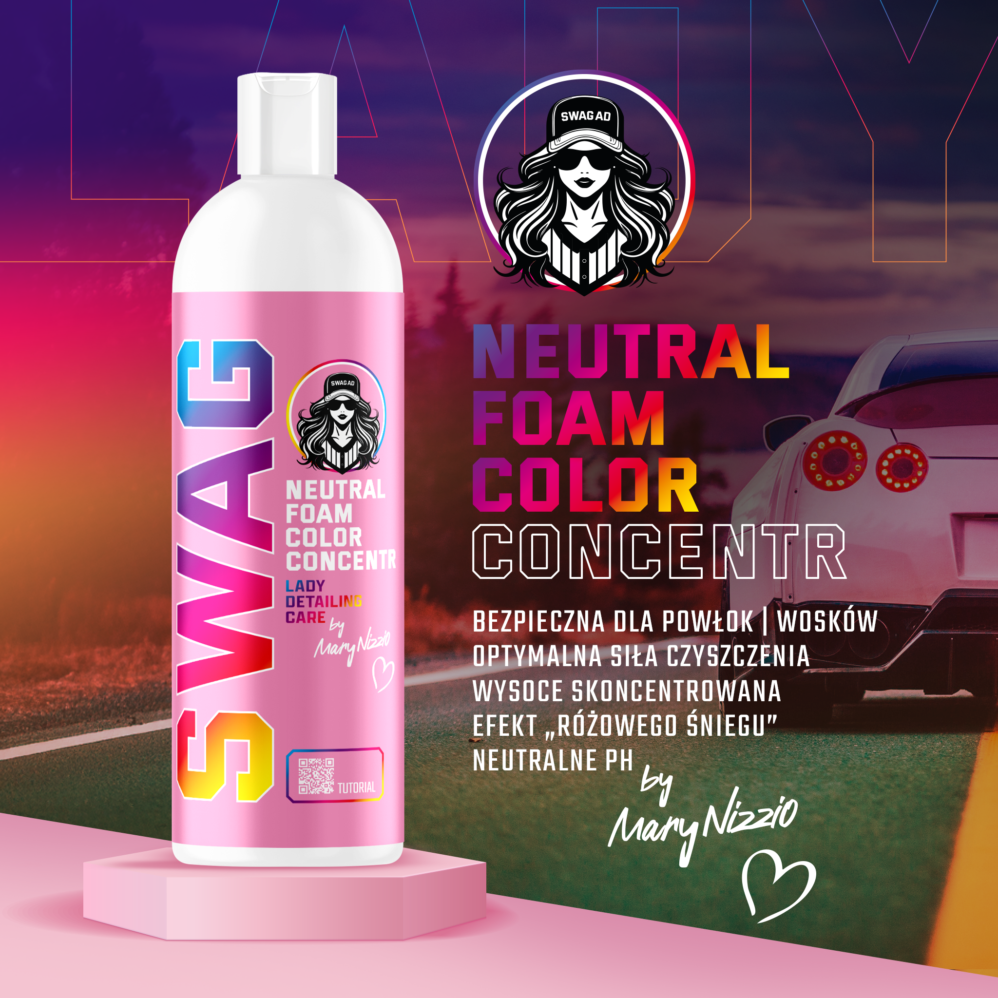 Swag LADY NEUTRAL FOAM COLOR 1:20 | NEW FORMULA / 500ml | Pink Snow Foam | Neutral pH