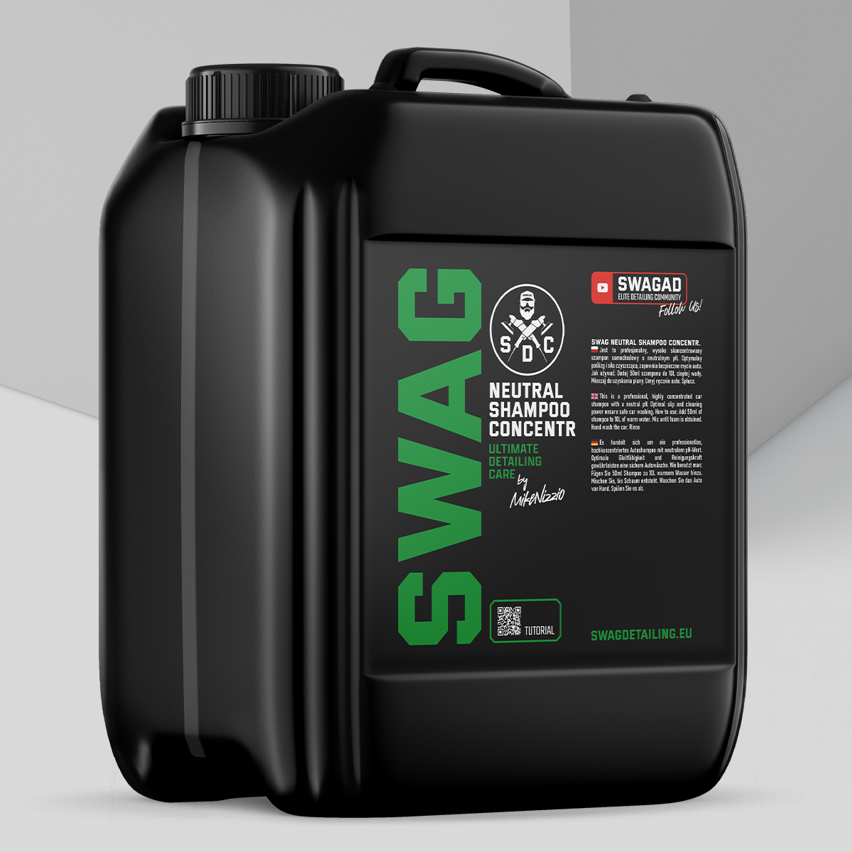 Swag NEUTRAL SHAMPOO CONCENTR. V.3.1 1:400 | NEW FORMULA / 5L | Safe for Coatings | Rich Foam | Neutral pH