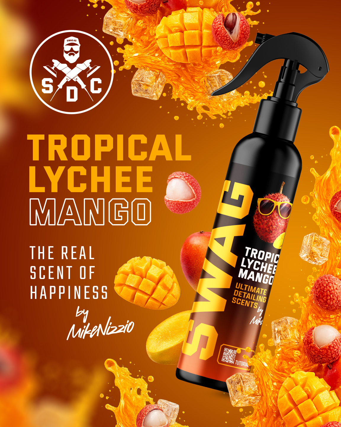 Swag TROPICAL LYCHEE MANGO / 150 ml | Car Fragrance + Hanging Air Freshener | Long-Lasting Fragrance | Lychee and Mango - Image 2