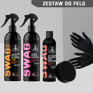 Swag WHEEL SET | WHEEL HYDRO PROTECT+  | ALKALINE WHEEL CLEANER FLUO GEL+ RTU | EXTERIOR PLASTIC TIRE DRESSING Gel | + accessories