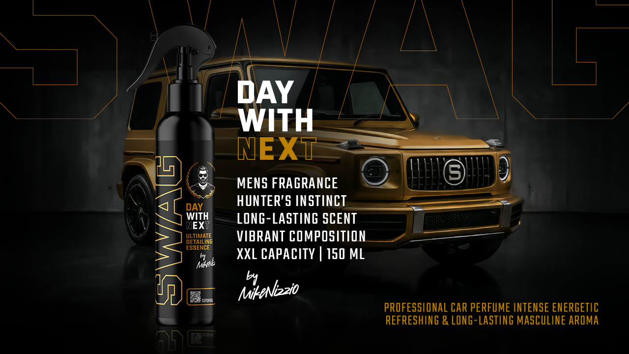 SWAG Day With Next car perfume and hanging air freshener used to scent a car interior